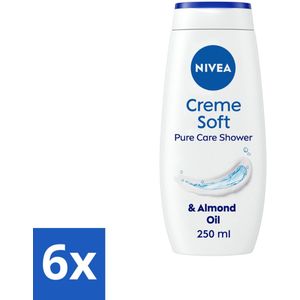 6 x NIVEA Douchecrème Soft 250 ml - Douchecrème - Hydraterende Douchecrème - NIVEA Douchecrème - Amandelolie - Zacht Schuim