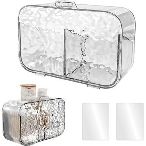 Zeynomax - Wattenstaafjeshouder en tampon opslag voor badkamer en make-uptafel - Transparante organizer voor make-up en haaraccessoires - Clean Girl Stuff - Praktische wandhouder