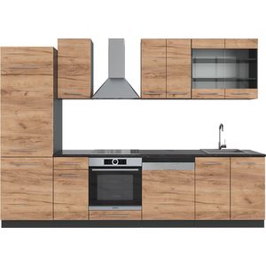 Vicco Fame-Line Complete keukeneenheid – 300 cm zonder werkblad Eik goud/antraciet zonder werkblad