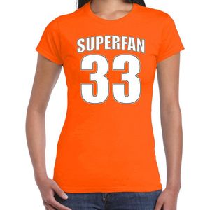 Superfan nummer 33 oranje t-shirt Holland / Nederland supporter racing voor dames XS