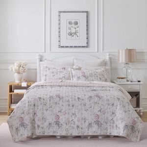 Goodivery ® Elegante Ultra Zachte Dekbedset met Breezy Bloemenmotief in Roze en Grijs - 2 Stuks