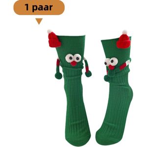 1 paar - Kerstmankousen - Cadeau voor koppels - Halfhoge sokken - Schattige kindersokken voor Chinees Nieuwjaar - 3D - Groen