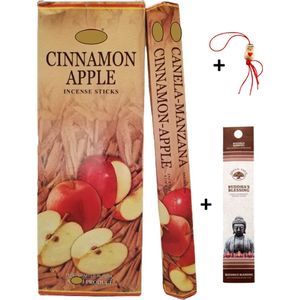 2 Kokers - Wierook - Wierookstokjes - Wierooksticks - Incense sticks - Appel Kaneel - Cinnamon Apple - 40 stokjes + 5 mini wierookstokjes + gelukspoppetje