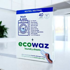 Ecowaz wasstrips - Fresh Linen - 40 wasbeurten - 100% afbreekbaar - volledig oplosbaar - Eco Wasdoekjes Wasvellen Wasmiddel Detergent Sheets