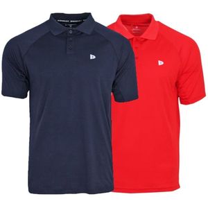 2-Pack Donnay - Sport polo (Björn) - Multi Sportpolo - Heren - Navy/Poppy-red (729) - maat S