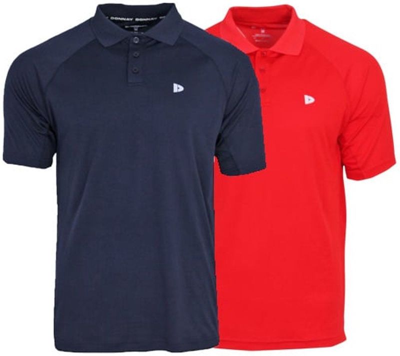 2-Pack Donnay - Sport polo (Björn) - Multi Sportpolo - Heren - Navy/Poppy-red (729) - maat S