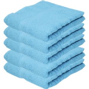 5x Luxe handdoeken turquoise 50 x 90 cm 550 grams - Badkamer textiel badhanddoeken