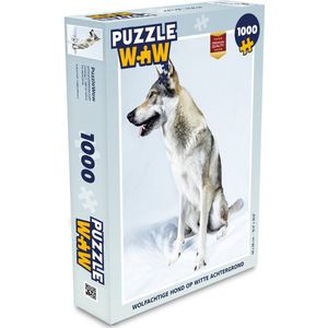 Puzzel Wolfachtige hond op witte achtergrond - Legpuzzel - Puzzel 1000 stukjes volwassenen