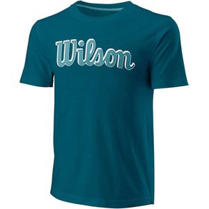 Wilson Script Ctn Tee Slimfit - sportshirts - blauw/groen - Mannen