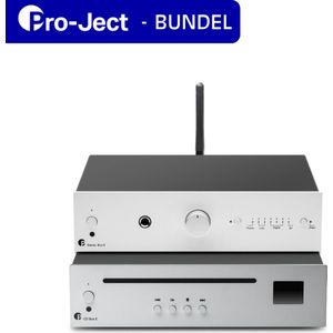Pro-Ject Stereo Box E Versterker & CD Box E CD-speler - Bundel - Complete HiFi-ervaring - Hoogwaardige Geluidskwaliteit – Compact design – Zilver/ Zilver