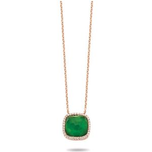 Roségouden ketting met hanger - T-Jewelry - diamant - smaragd - 18 krt - uitverkoop van €1995,- voor €1495,-
