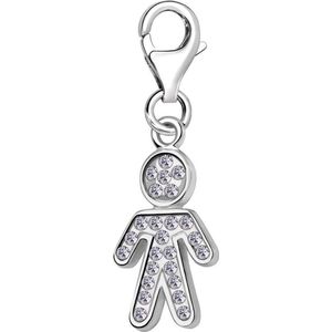 Quiges – 925 - Zilver – Charm - Bedel - Hanger - Man Jongen Symbool - met – sterling - zilver - karabijnslot - geschikt - voor - Zinzi, Thomas – Sabo - Ti Sento - Bedelarmband