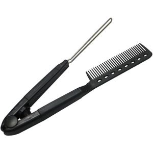 Stijltangen - V-vormige haarlisserkam, Draagbare en praktische gladmakende borst, Anti-verbranding kapselgereedschap, Kapselgereedschap voor vrouwen, Duurzaam materiaal, Zwart
