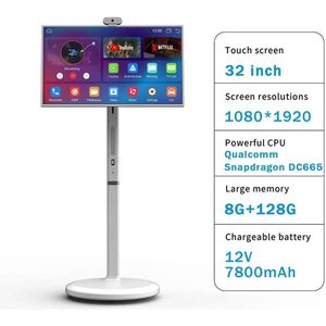 Fytura - Draagbare Touchscreen Smart TV - 32 inch - 8GB RAM - 128GB Opslag - 8-Core Processor - WiFi