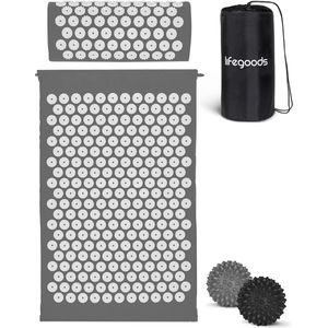 Acupressuur Mat met Kussen en Massage Ballen | Spijkermat voor Ontspanning en Pijnverlichting | Massage Set met Draagtas | Hypoallergene Noppenmat