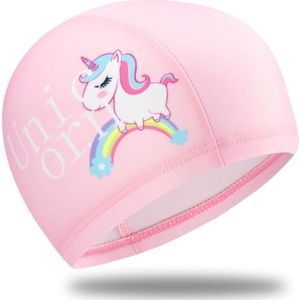 Swimming Caps Children Swimming Cap Cartoon Unicorn Design Pink for Girls Funny Swimming Pool Caps 1 Piece Bronze M