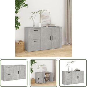 The Living Store Dressoir 100x33x59,5 cm bewerkt hout betongrijs - Dressoir - Houten Dressoir - Grijze Dressoir - Vintage Dressoir - Salontafel