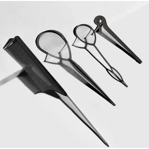 Cabantis Topsy Tail Haar Accessoires Set 4 delig - Franse Vlecht - Bruidskapsels - Haar - Zwart