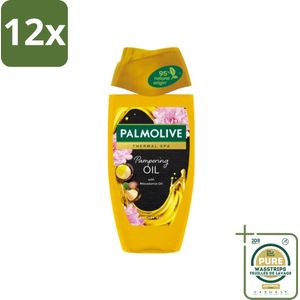 Palmolive - Thermal Spa - Douchegel - Pampering Oil - Macadamia - 250 ml - Voordeelverpakking - 12 stuks - Peonyzaadolie - Hydratatie
