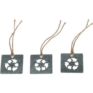 Decoratiehangers - Zinc Label 4x4cm 'recycle' Bundle 10 Stuks