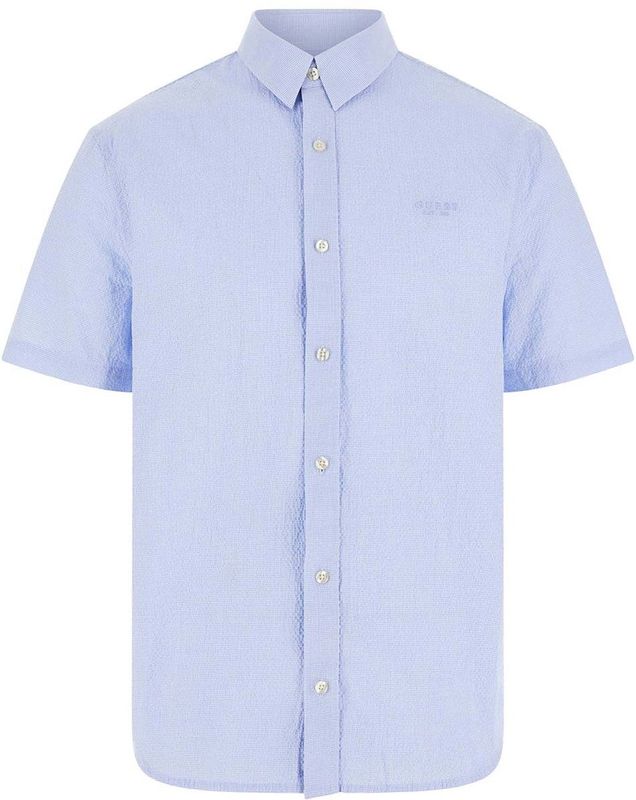 Guess - Ss Seersucker Shirt - Wit Marineblauw - T-shirt