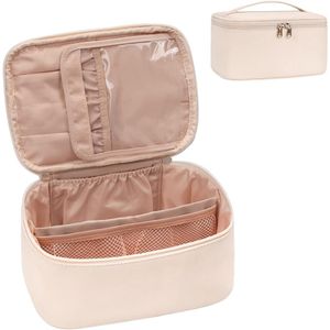 Witte Draagbare Make-uptas – Grote Cosmetica Organizer met Handvat voor Reizen