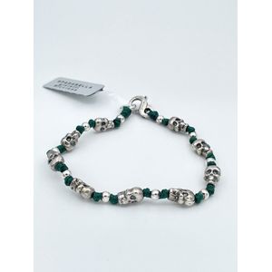 Spadarella Gioielli - SPBR61- Armband - 925 Zilver - 9mm - Skull - Dark green 757 - 19 Cm
