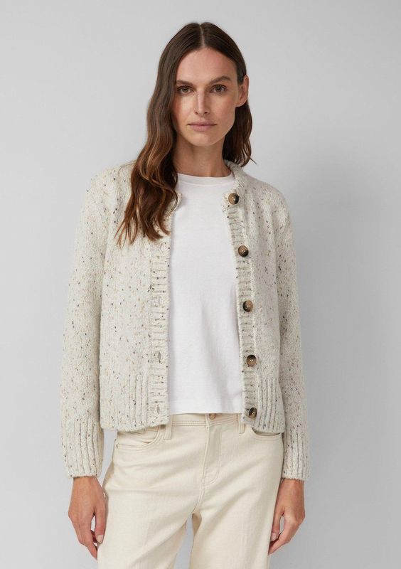 s.Oliver Gebreid vest  crème / grijs