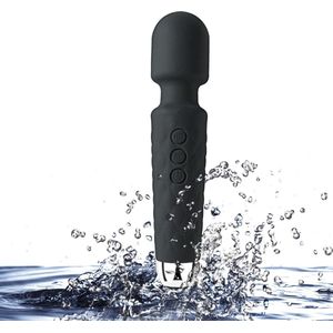 Siliconen Vibrator - Zwart - seksspeeltje - 20 modi - waterdicht - krachtige trillingen - stille werking - clitoris stimulator - anale vibrator genot - inwendig & uitwendig gebruik - Adult