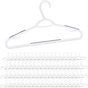 Relaxdays 80x kleerhangers kunststof - kledinghangers antislip - klerenhangers - wit