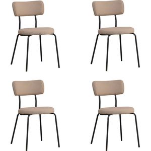 Bronx71® Scandinavische eetkamerstoel Lyon taupe gerecyclede stof - Eetkamerstoelen set van 4