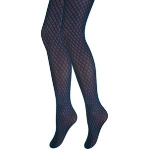 Fashion panty met ruitjes - Marineblauw - Maat S/M 36-40