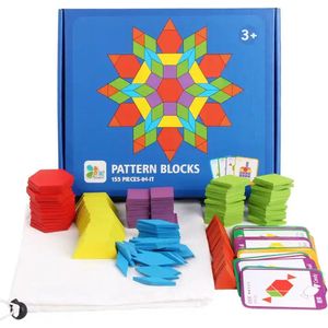 BPgoods® - Houten Patroon Blokken Tangram Puzzel - 155 Stuks - Creatieve Vorm - Geometrische Puzzel - Montessori - Educatief Speelgoed