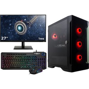 Complete Gaming PC Setup - 27"" 144Hz Gaming Monitor, - Mechanical Keyboard (Blue Switches) en -Muis - Ryzen 5 6-Core - RTX 3060 12GB - 16GB - 1TB M.2 SSD - Talos E2 Elite