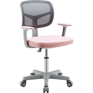 Kinderbureaustoel, 360° draaibaar, jeugdstoel 80-91,5 cm in hoogte verstelbaar, computerstoel voor kinderen van 3-10 jaar (roze)