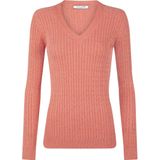 Felix Hardy Kabelgebreide Trui Met V-Hals - 100% Katoen Dames Granaatappel - L