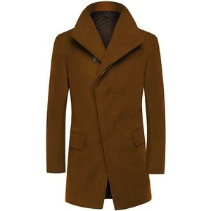 Allthemen Heren Lange Mantel Wollen Winterjas - Slim Fit Jas - S