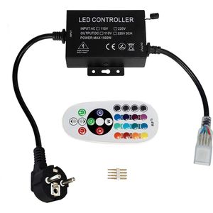 2 Delig - LED Strip Controller En Afstandsbediening Set - Met 24 Toetsen Afstandsbediening - RF Controller En Driver / Receiver - Geschikt Voor RGB 5050 SMD LED Strips -