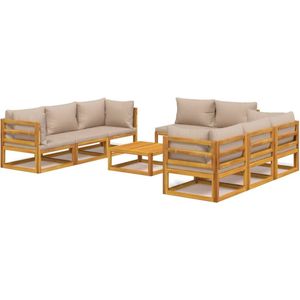 vidaXL-9-delige-Loungeset-met-kussens-massief-hout-taupe