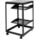 VEVOR 15u Open Frame Serverrek, 58.5-101.6cm/23''-40'' Verstelbare Diepte, Vrijstaand Of Aan De Muur Gemonteerd Netwerkserverrek, 4-Post Av-Rek Met Wielen, Biedt Plaats Aan Al Uw Netwerk-It