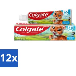 12 x Colgate - Bubble Fruit - Kindertandpasta - Voor 2 tot 5 jaar oud - 50ml - Tandpasta Voor Kinderen - Kindertandpasta - Fluoride Tandpasta - Bubble Fruit - Colgate