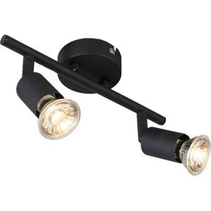 QAZQA jeany - Moderne Plafondspot | Spotje | Opbouwspot - 2 lichts - H 115 mm - Zwart - Woonkamer | Slaapkamer | Keuken
