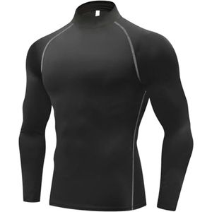 Thermisch Shirt voor Mannen met Col, Fleece Voering en Sneldrogend Materiaal