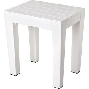 Rechthoekige kruk van wit gestructureerd polypropyleen - Anti-UV-bescherming - Geschikt voor binnen en buiten - Maat 38x29x41m5 cm