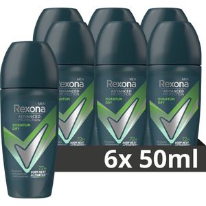 Rexona Men Advanced Protection Anti-Transpirant Roller - Quantum Dry - met Body Heat Activated Technologie - 6 x 50 ml