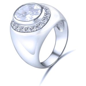 Quiges - 925 Zilveren Ring Klassiek Statige Zegel Solitair met Zirkonia Kristal - QSR11018