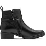 Tamaris - Enkellaarsjes - Zwart - Leren Biker met Gesp en Rits