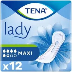 TENA Lady – Lady Maxi – Specialistische Inlegkruisjes – Hoog Absorberend – Anti-Geuroverlast – Huidvriendelijk – 12 stuks