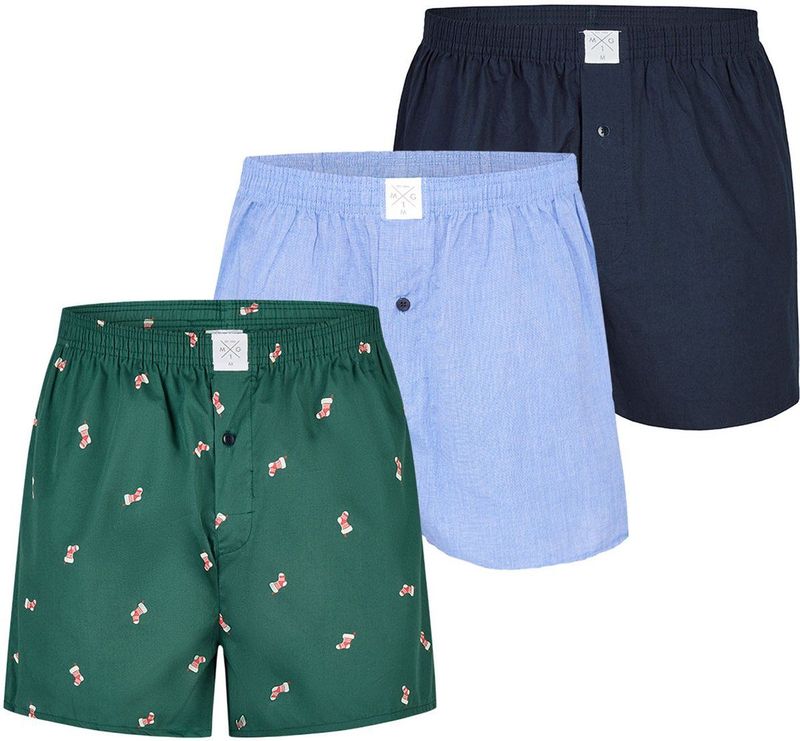 MG-1 Boxershorts 'Christmas'  navy / lichtblauw / groen