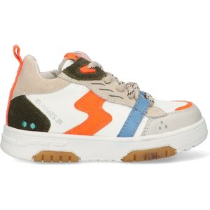 BunniesJR 224310-503 Jongens Lage Sneakers - Beige/Oranje/Wit/Blauw - Leer - Veters